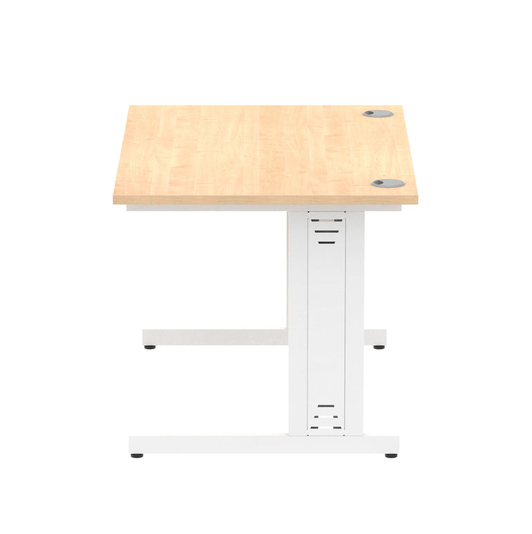 Impulse 1200mm Straight Desk with Cable Managed Leg - MFC Rectangular Table, Self-Assembly, 5-Year Guarantee, Silver/White Frame (1200x800x730mm)