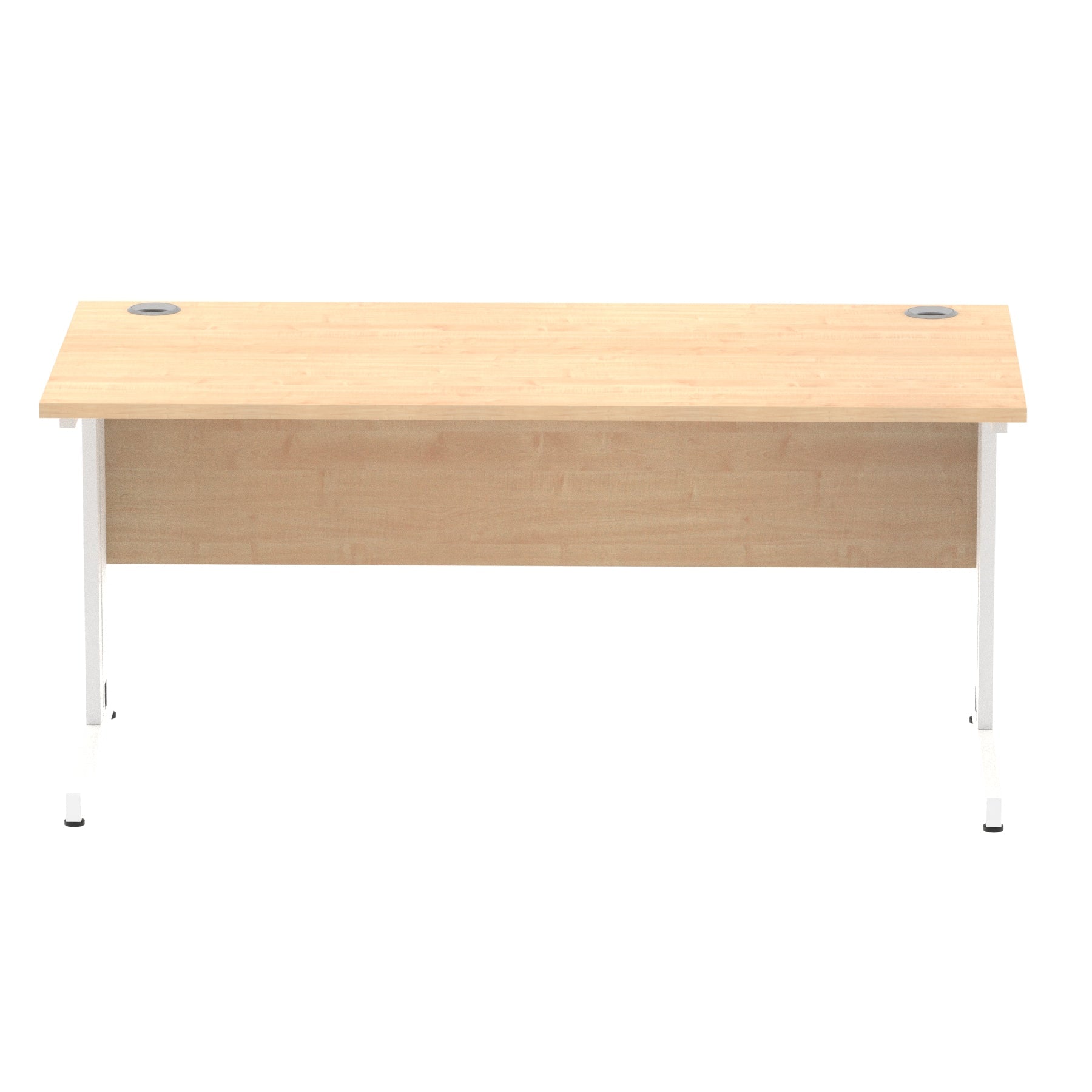 Impulse 1600mm Straight Desk with Cable Managed Leg - MFC Rectangular Table, 1600x800, Silver/White Frame, 5-Year Guarantee