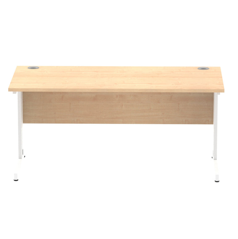 Impulse 1600mm Straight Desk with Cable Managed Leg - MFC Rectangular Table, 1600x800, Silver/White Frame, 5-Year Guarantee