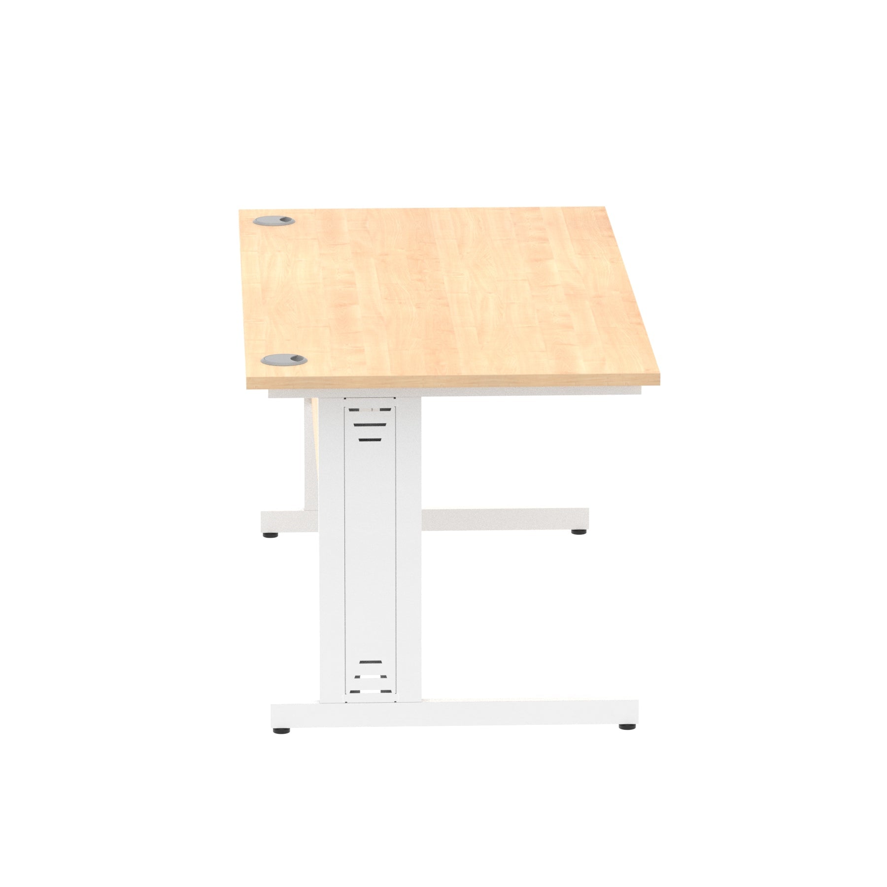 Impulse 1600mm Straight Desk with Cable Managed Leg - MFC Rectangular Table, 1600x800, Silver/White Frame, 5-Year Guarantee