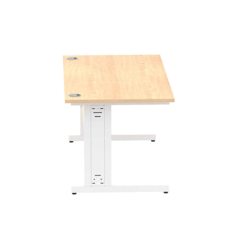 Impulse 1600mm Straight Desk with Cable Managed Leg - MFC Rectangular Table, 1600x800, Silver/White Frame, 5-Year Guarantee