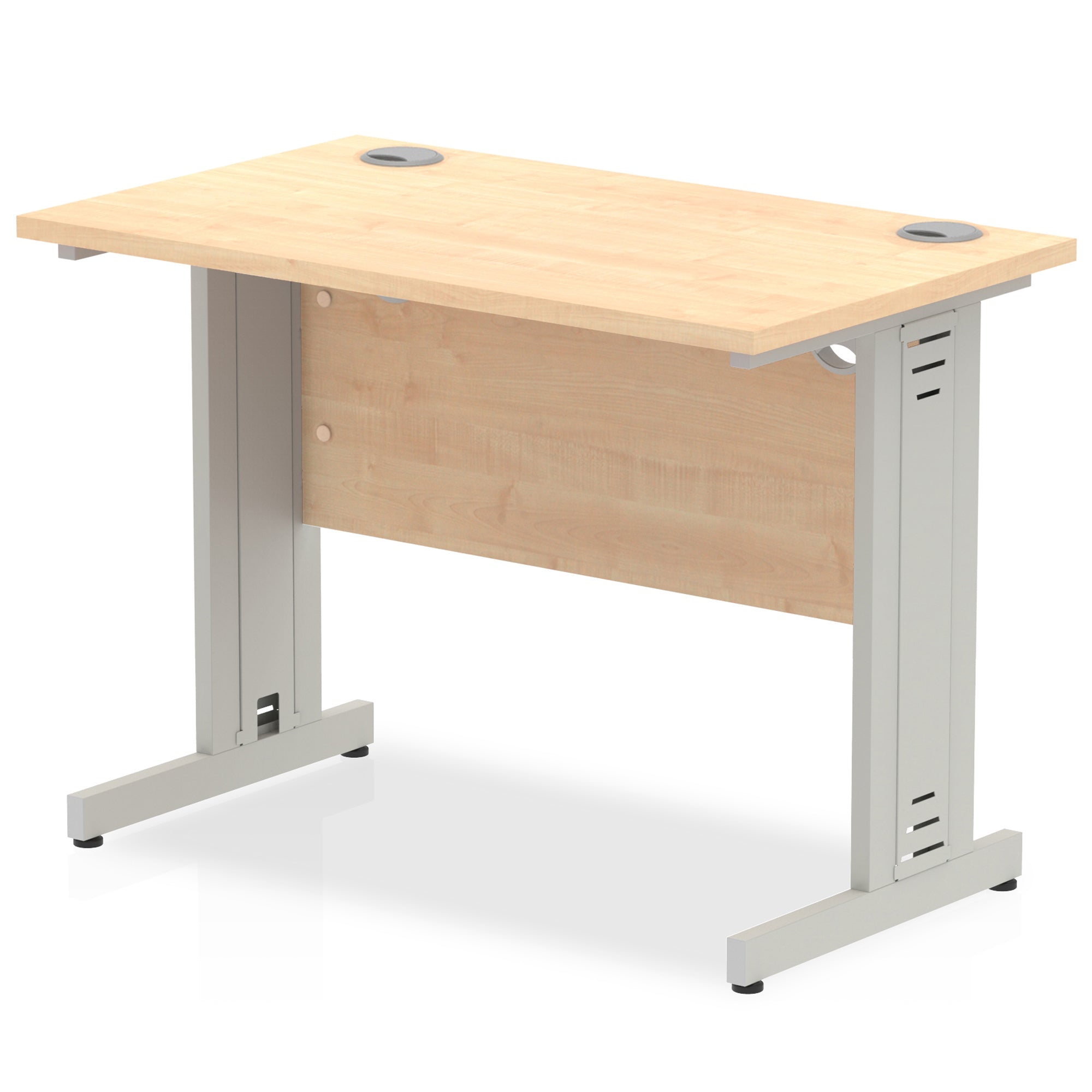 Impulse 1000mm Slimline Desk with Cable Managed Leg - MFC Rectangular, Self-Assembly, 5-Year Guarantee, 1000x600x730mm, 25.4kg, Silver/White Frame