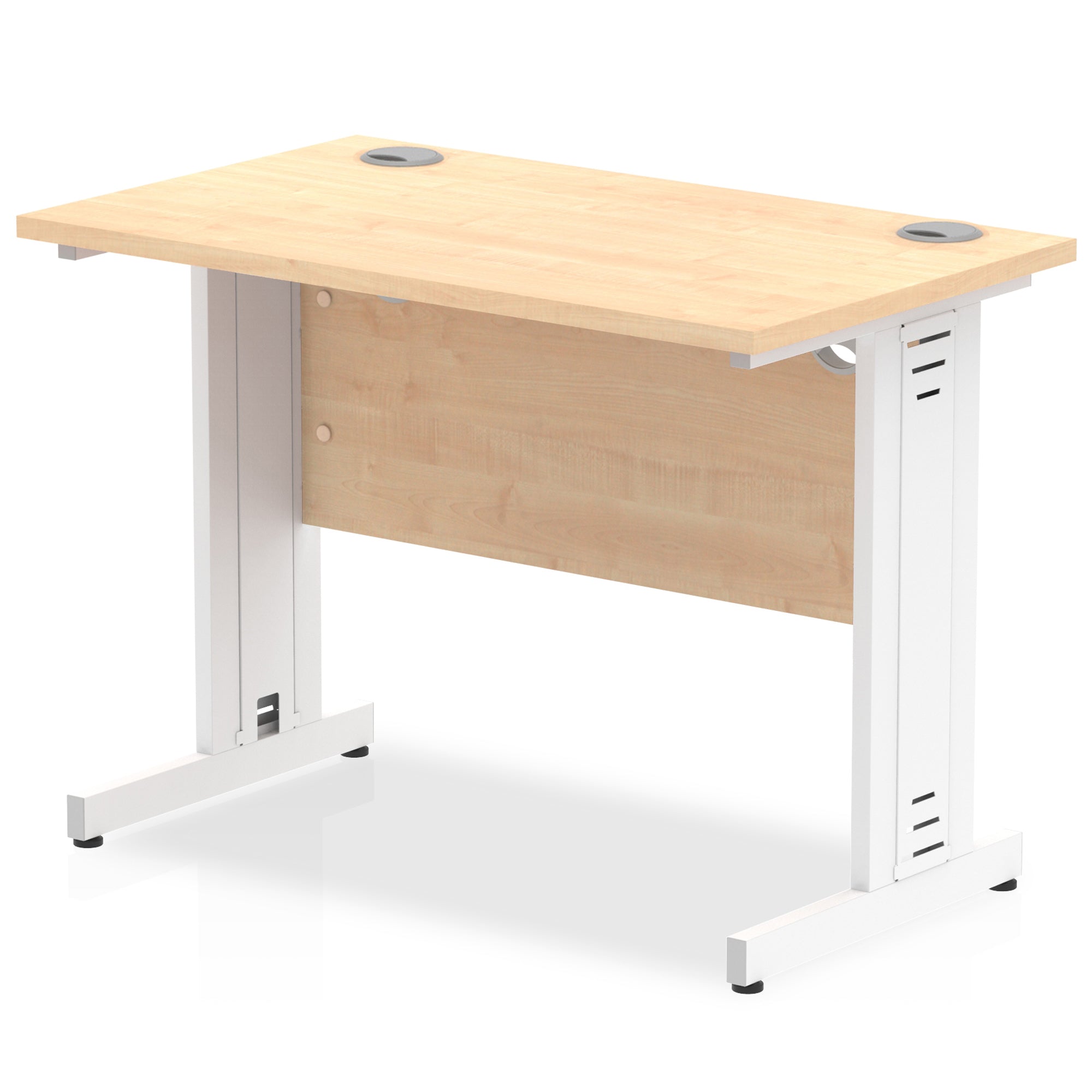 Impulse 1000mm Slimline Desk with Cable Managed Leg - MFC Rectangular, Self-Assembly, 5-Year Guarantee, 1000x600x730mm, 25.4kg, Silver/White Frame