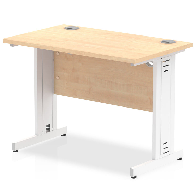 Impulse 1000mm Slimline Desk with Cable Managed Leg - MFC Rectangular, Self-Assembly, 5-Year Guarantee, 1000x600x730mm, 25.4kg, Silver/White Frame