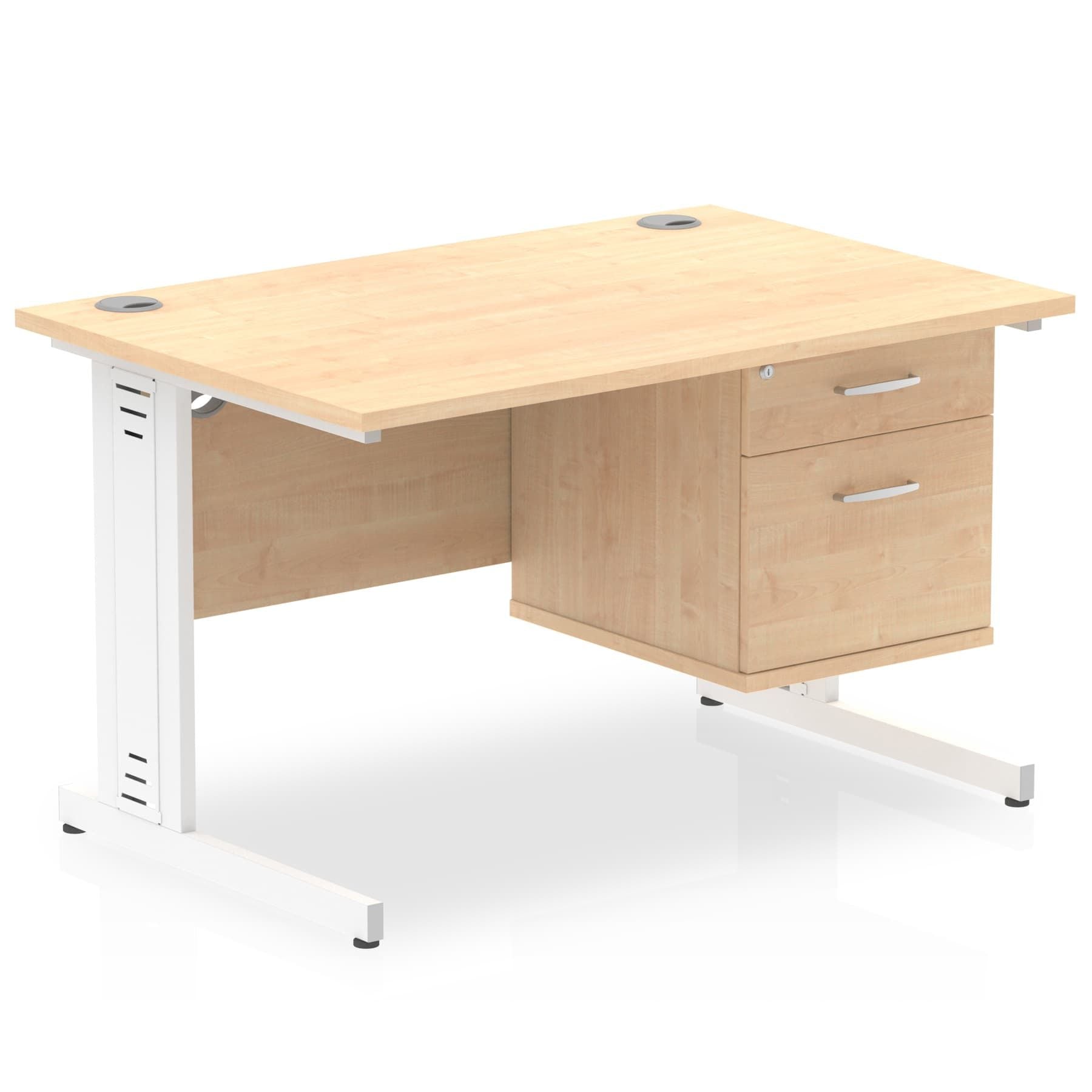 Impulse 1200mm Cable Managed Straight Desk with Fixed Pedestal - MFC Rectangular, Self-Assembly, 5-Year Guarantee, 2/3 Lockable Drawers