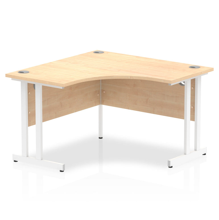 Impulse 1200mm Cantilever Leg Corner Desk - MFC Material, Self-Assembly, 5-Year Guarantee, Silver/White/Black Frame, 1200x1200 Top Size