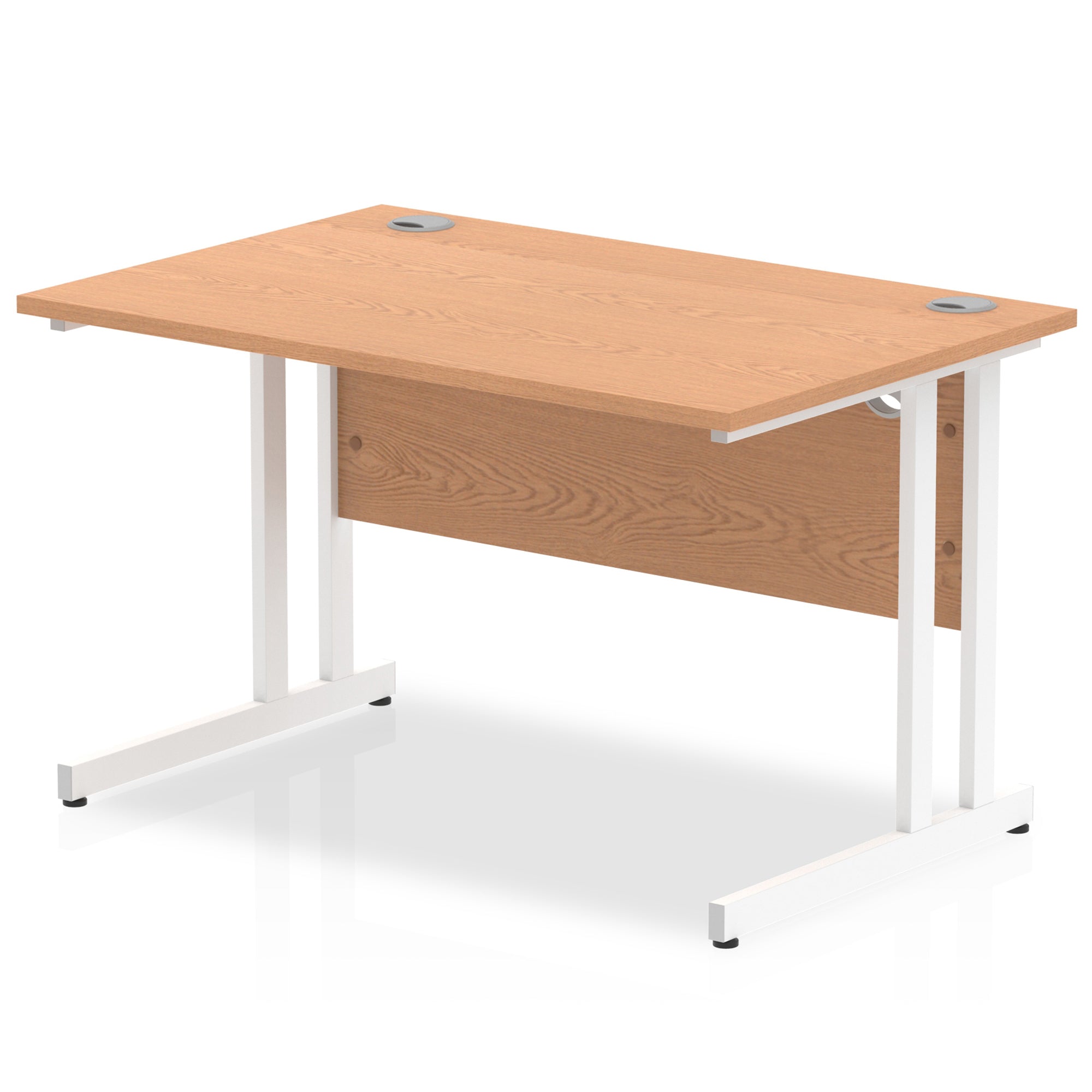 Impulse 1200mm Straight Desk Cantilever Leg - MFC Rectangular Table, Self-Assembly, 5-Year Guarantee, Silver/White/Black Frame, 1200x800 Top