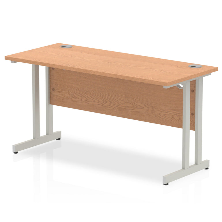 Impulse 1400mm Slimline Desk Cantilever Leg - MFC Rectangular, Self-Assembly, 5-Year Guarantee, Silver/White/Black Frame, 28.6-32.5kg