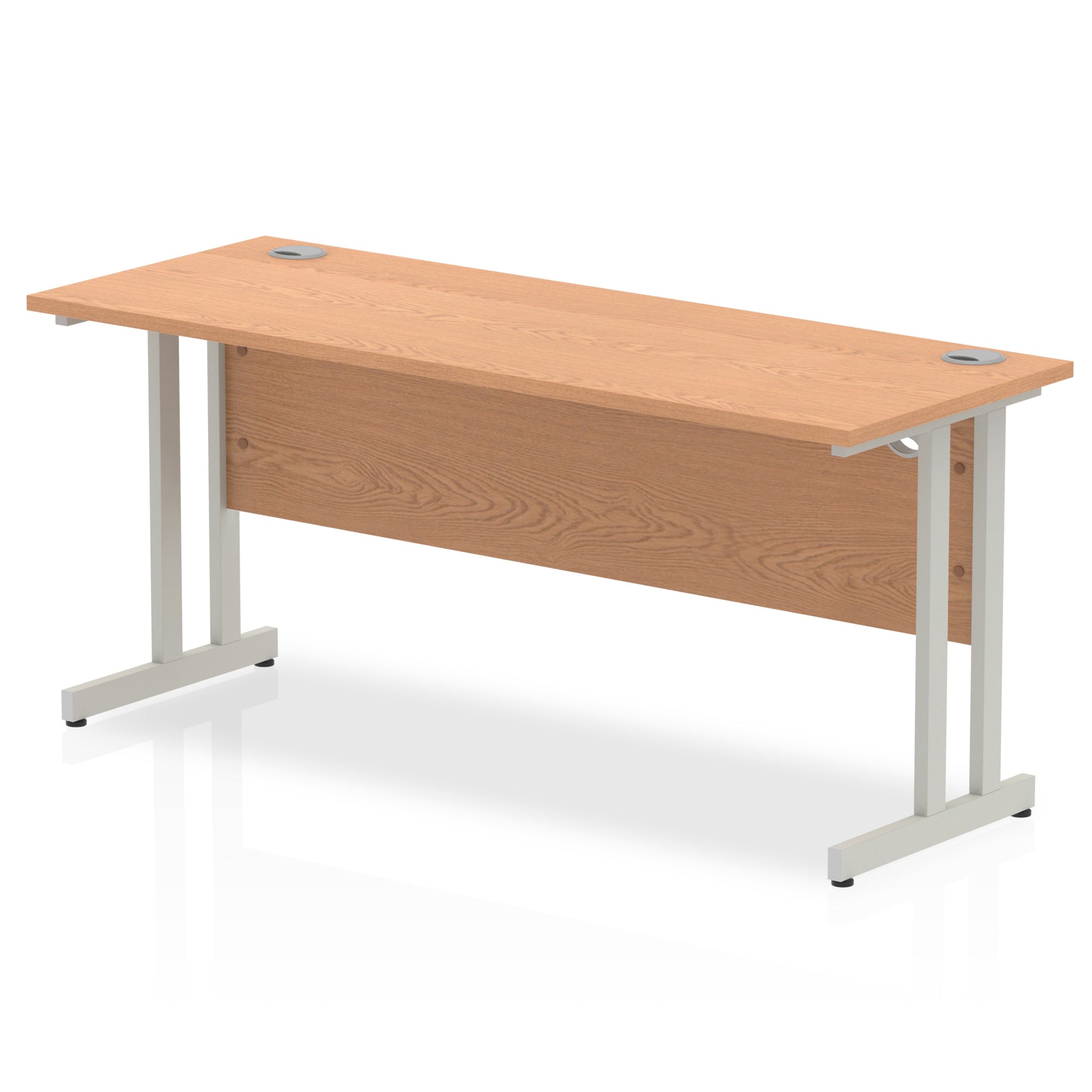 Impulse 1600mm Slimline Desk Cantilever Leg - MFC Rectangular, Self-Assembly, 5-Year Guarantee, Silver/White/Black Frame, 1600x600 Top