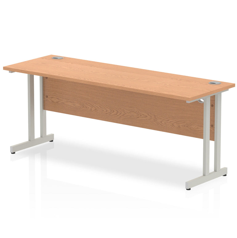 Impulse 1800mm Slimline Desk Cantilever Leg - MFC Rectangular, Self-Assembly, 5-Year Guarantee, Silver/White/Black Frame, 1800x600 Top