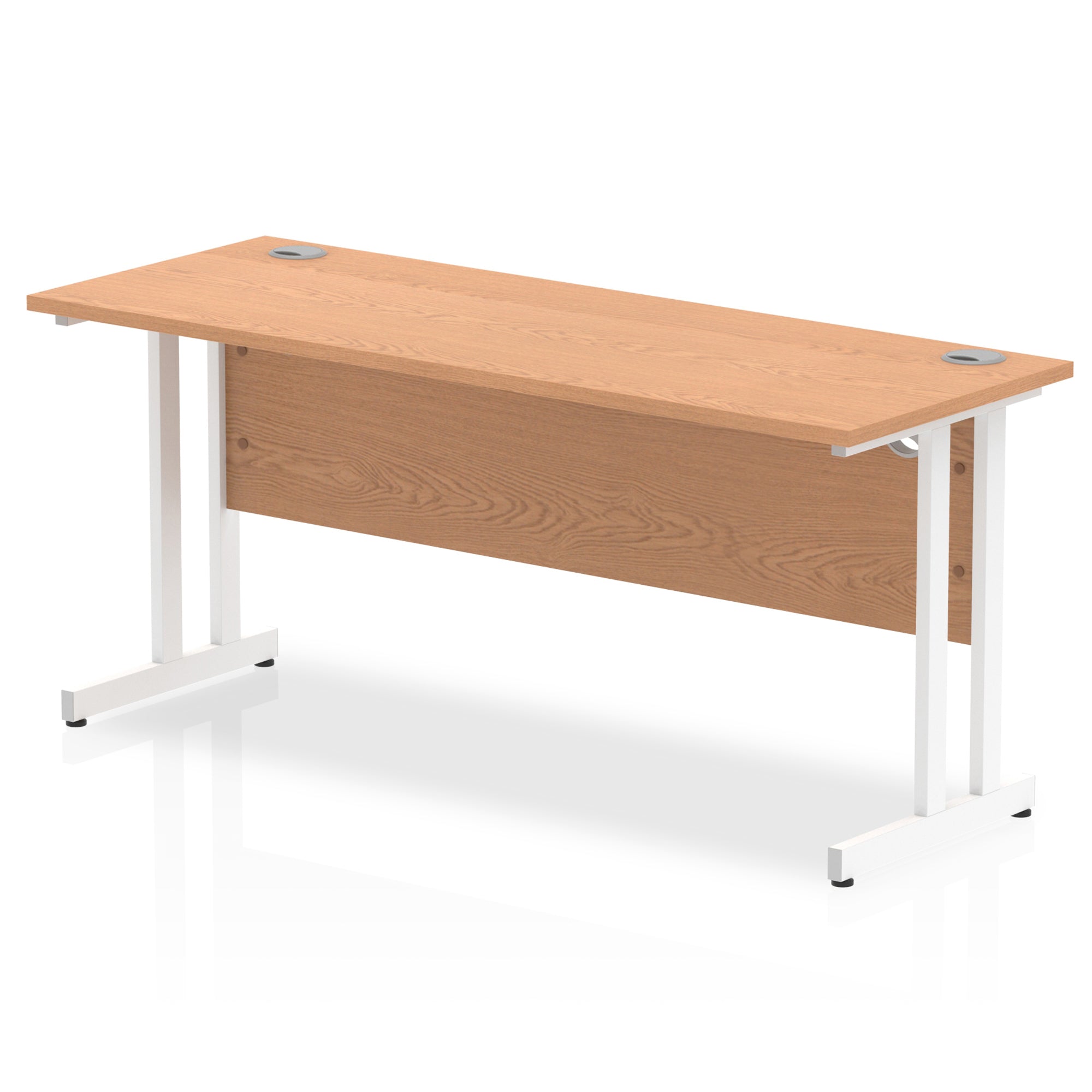 Impulse 1600mm Slimline Desk Cantilever Leg - MFC Rectangular, Self-Assembly, 5-Year Guarantee, Silver/White/Black Frame, 1600x600 Top