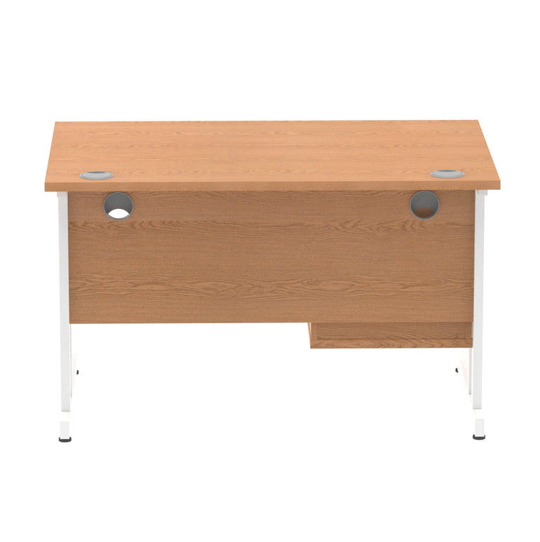 Impulse Cantilever Straight Desk - White Frame, Fixed Pedestal, MFC Material, 1200-1800mm Width, 2-3 Lockable Drawers, 5-Year Guarantee