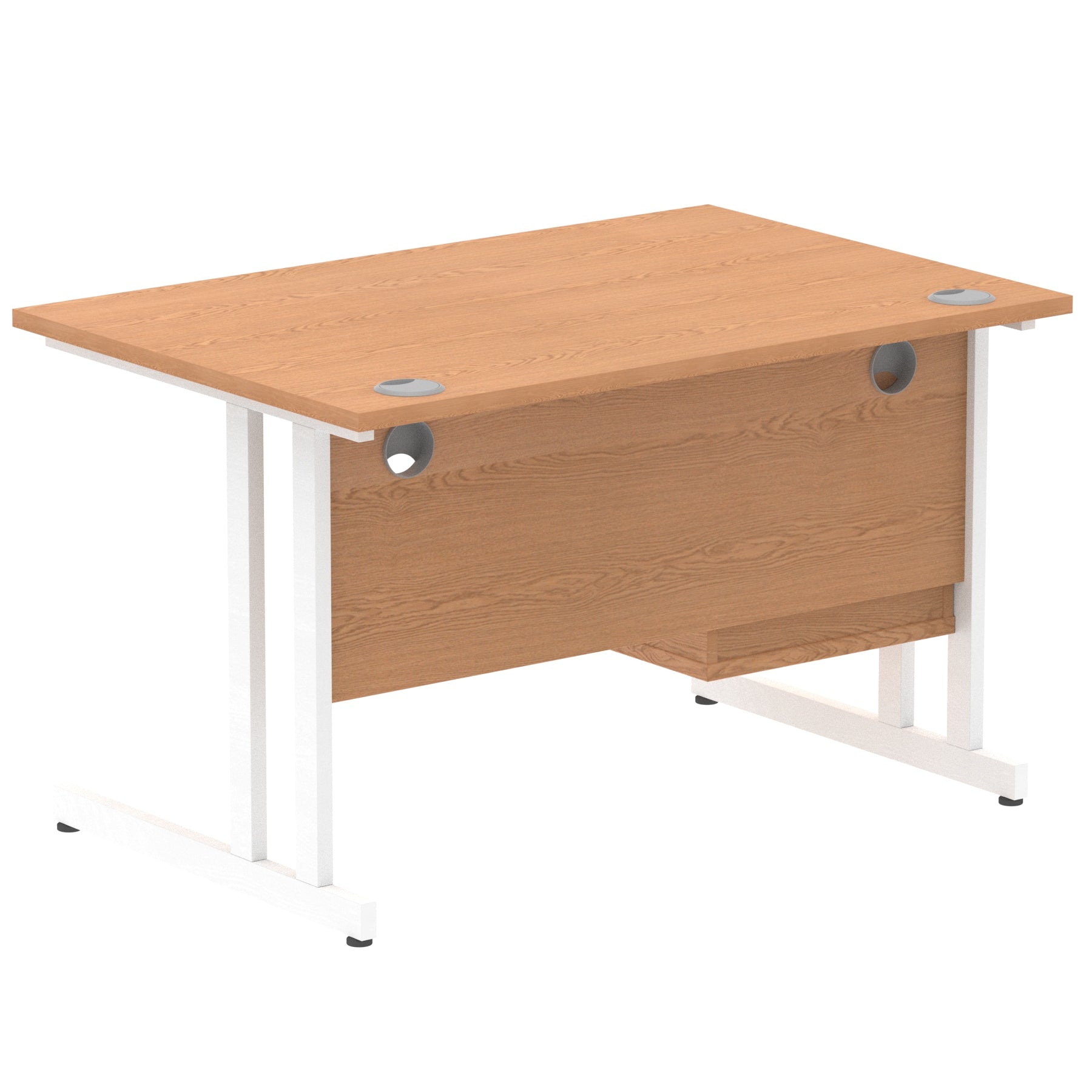 Impulse Cantilever Straight Desk - White Frame, Fixed Pedestal, MFC Material, 1200-1800mm Width, 2-3 Lockable Drawers, 5-Year Guarantee