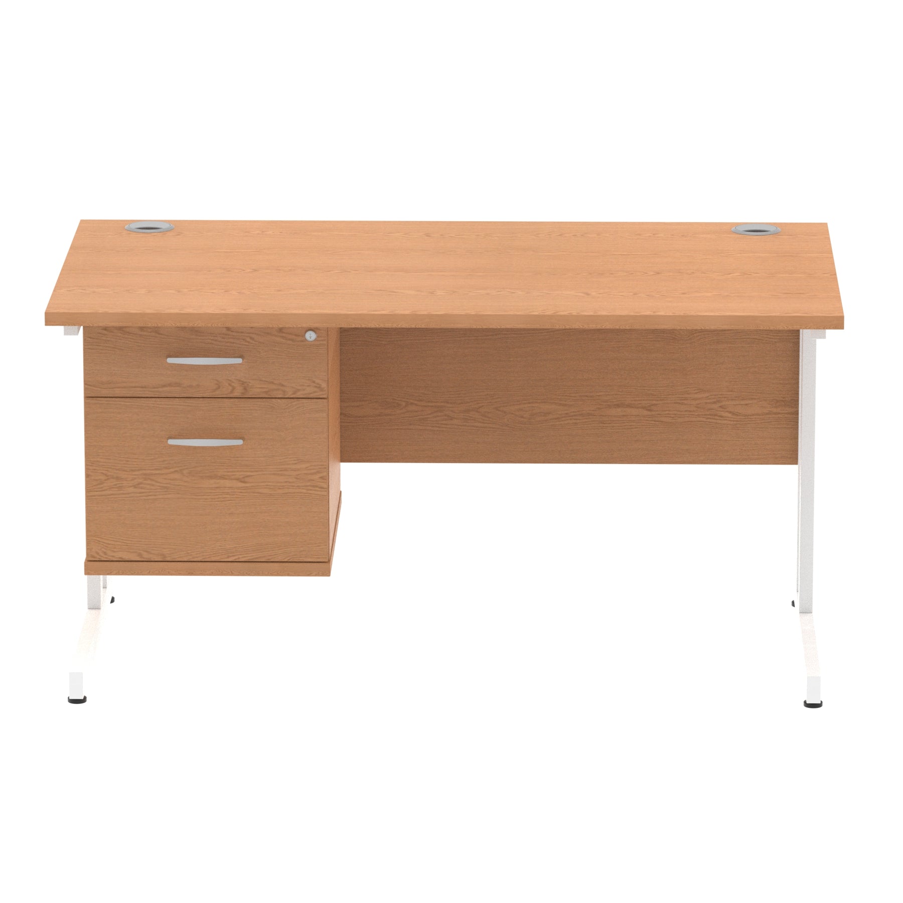 Impulse Cantilever Straight Desk - White Frame, Fixed Pedestal, MFC Material, 1200-1800mm Width, 2-3 Lockable Drawers, 5-Year Guarantee