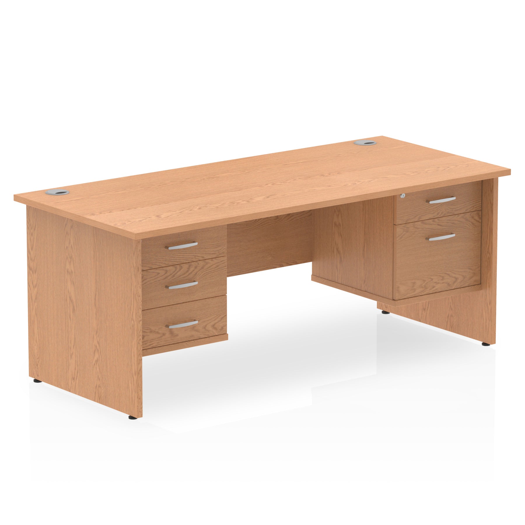 Dynasty Freestanding 1200mm Rectangular Desk With Fixed Pedestal | Heat Resistant Melamine Finish & Cable Management