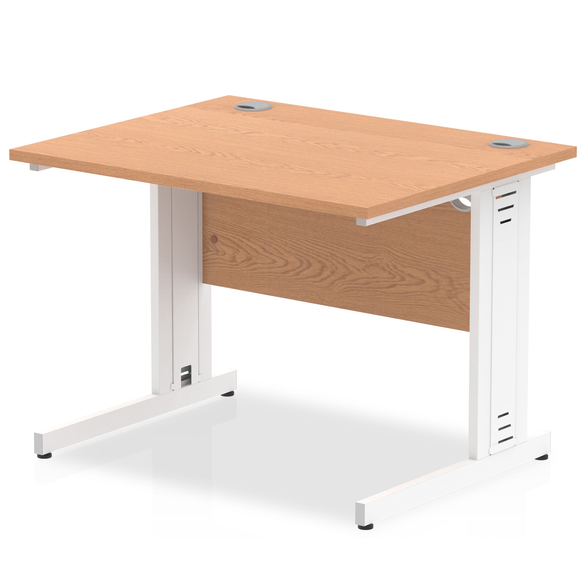 Impulse 1000mm Straight Desk with Cable Managed Leg - MFC Rectangular Table, 5-Year Guarantee, Self-Assembly, Silver/White Frame (1000x800x730mm)