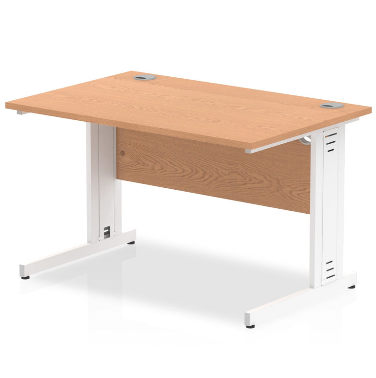 Impulse 1200mm Straight Desk with Cable Managed Leg - MFC Rectangular Table, Self-Assembly, 5-Year Guarantee, Silver/White Frame (1200x800x730mm)