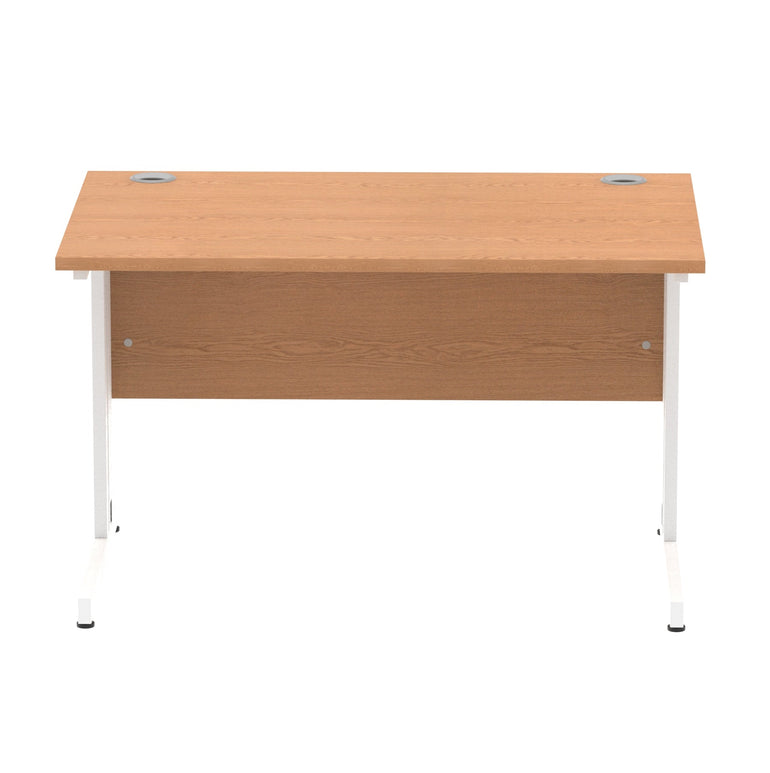 Impulse 1200mm Straight Desk with Cable Managed Leg - MFC Rectangular Table, Self-Assembly, 5-Year Guarantee, Silver/White Frame (1200x800x730mm)