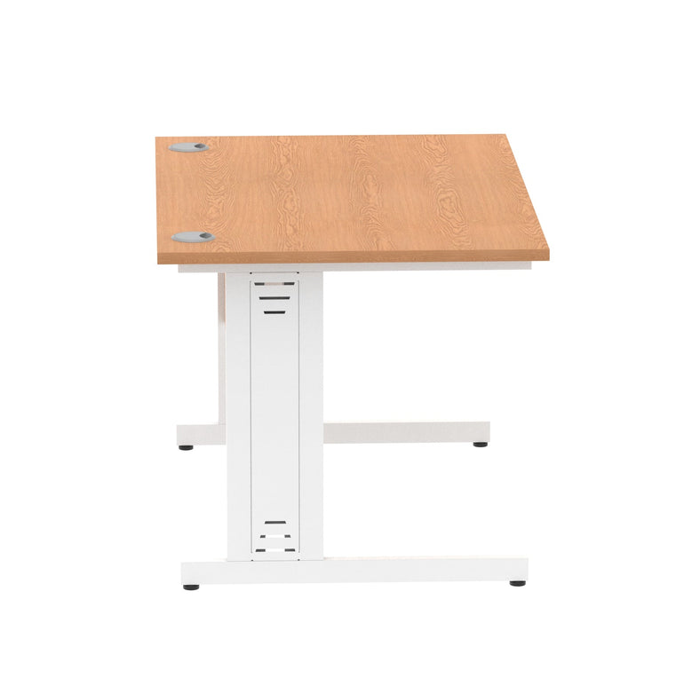 Impulse 1200mm Straight Desk with Cable Managed Leg - MFC Rectangular Table, Self-Assembly, 5-Year Guarantee, Silver/White Frame (1200x800x730mm)