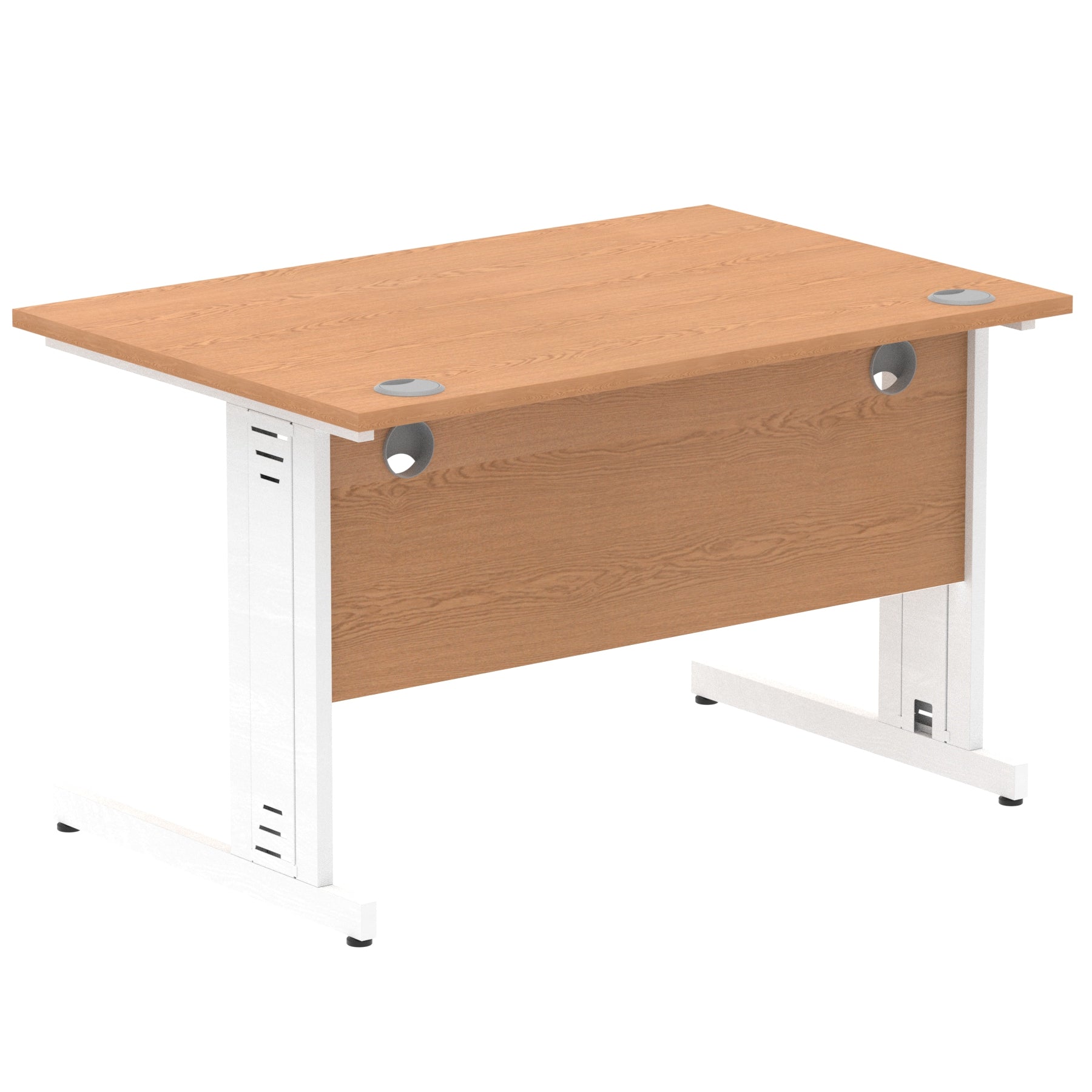 Impulse 1200mm Straight Desk with Cable Managed Leg - MFC Rectangular Table, Self-Assembly, 5-Year Guarantee, Silver/White Frame (1200x800x730mm)