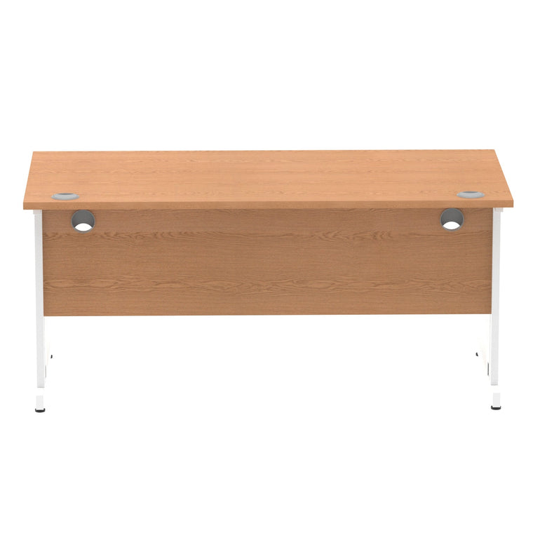 Impulse 1600mm Straight Desk with Cable Managed Leg - MFC Rectangular Table, 1600x800, Silver/White Frame, 5-Year Guarantee