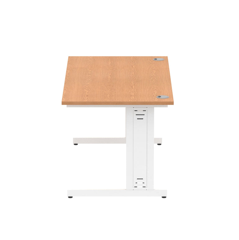 Impulse 1600mm Straight Desk with Cable Managed Leg - MFC Rectangular Table, 1600x800, Silver/White Frame, 5-Year Guarantee