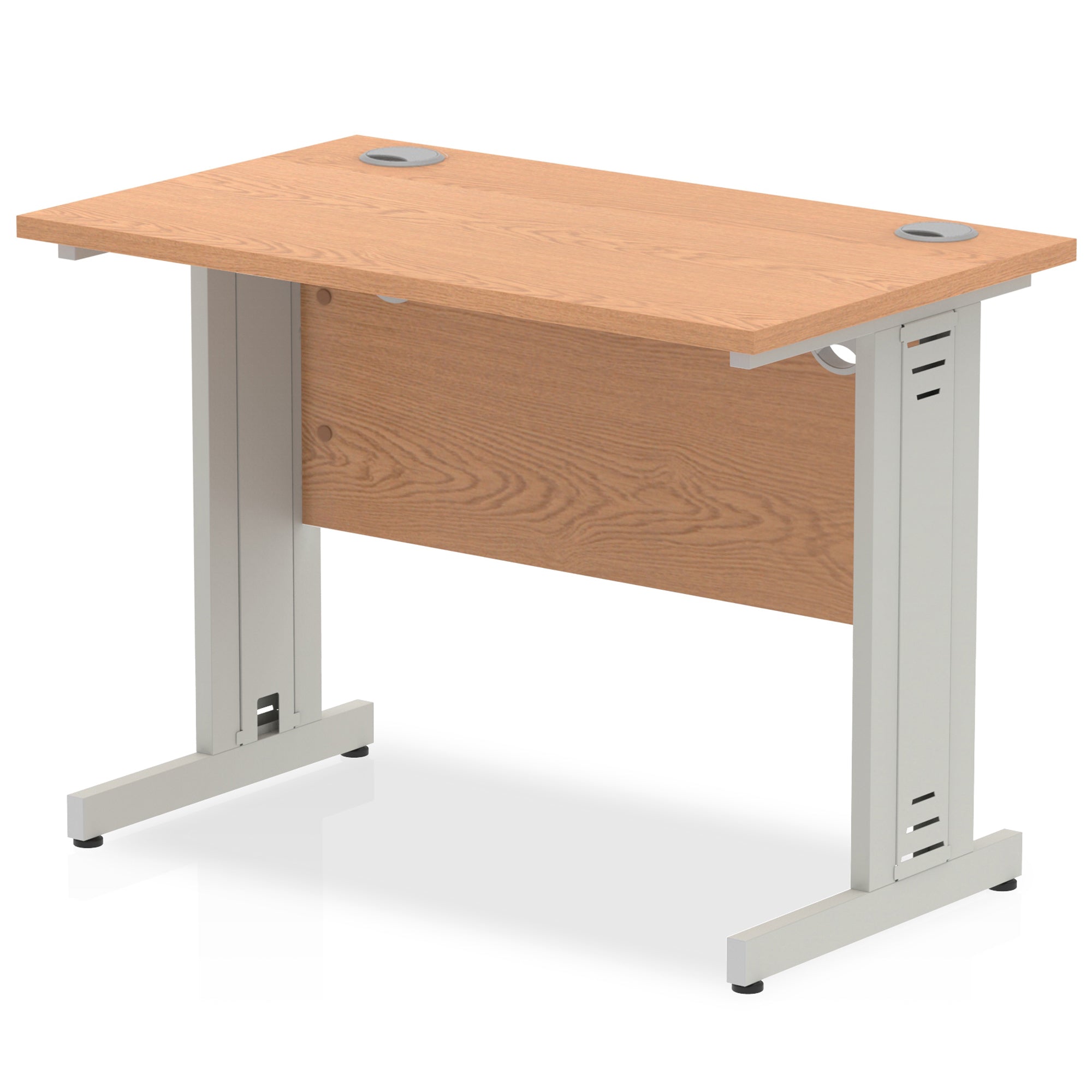 Impulse 1000mm Slimline Desk with Cable Managed Leg - MFC Rectangular, Self-Assembly, 5-Year Guarantee, 1000x600x730mm, 25.4kg, Silver/White Frame