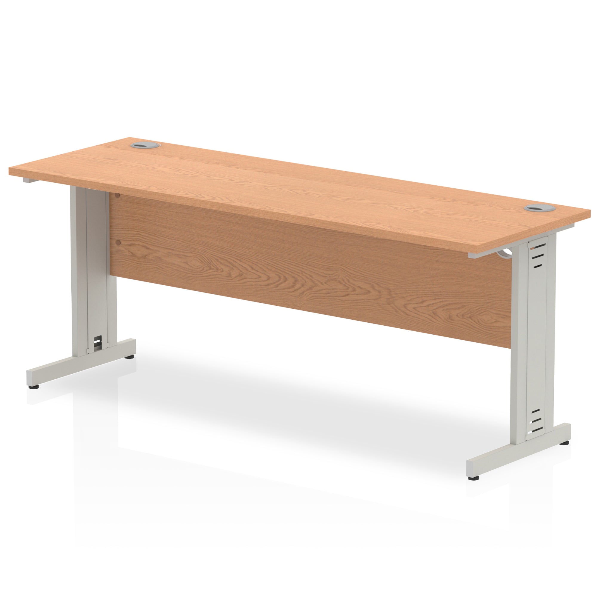 Impulse 1800mm Slimline Desk with Cable Managed Leg - MFC Rectangular Table, Self-Assembly, 5-Year Guarantee, 1800x600, Silver/White Frame