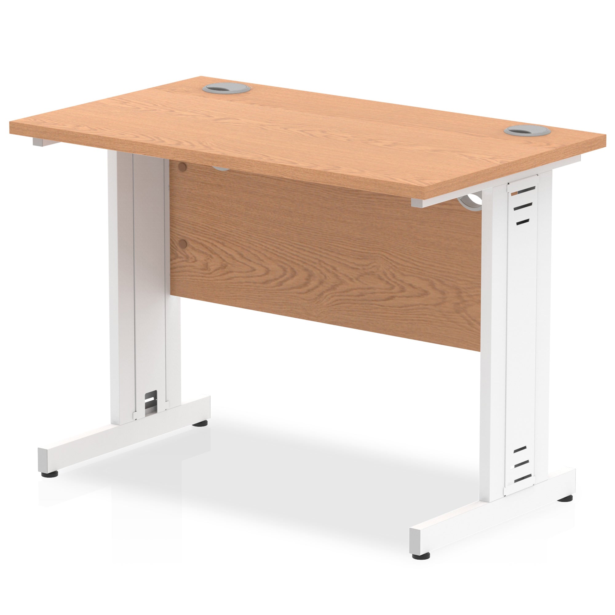 Impulse 1000mm Slimline Desk with Cable Managed Leg - MFC Rectangular, Self-Assembly, 5-Year Guarantee, 1000x600x730mm, 25.4kg, Silver/White Frame