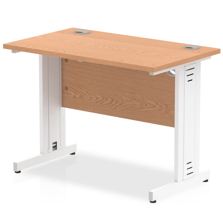 Impulse 1000mm Slimline Desk with Cable Managed Leg - MFC Rectangular, Self-Assembly, 5-Year Guarantee, 1000x600x730mm, 25.4kg, Silver/White Frame