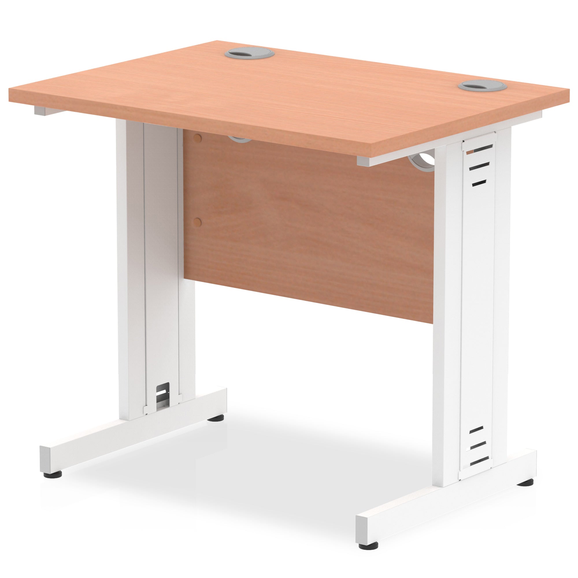 Impulse 800mm Slimline Desk with Cable Managed Leg - MFC Rectangular Table, Self-Assembly, 5-Year Guarantee, 800x600 Top, Silver/White Frame