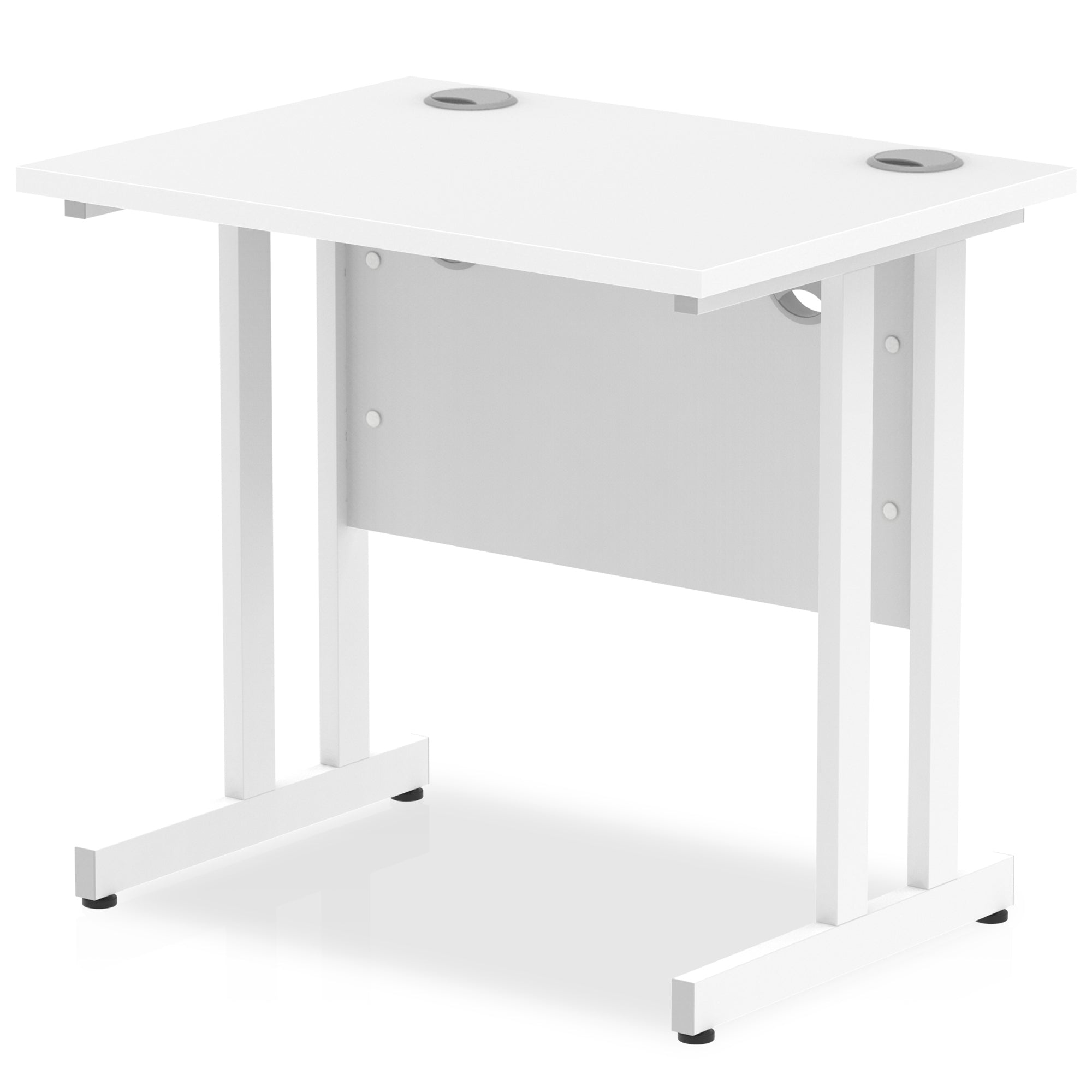 Impulse 800mm Slimline Cantilever Leg Desk - MFC Rectangular, Self-Assembly, 5-Year Guarantee, 800x600 Top, Silver/White/Black Frame