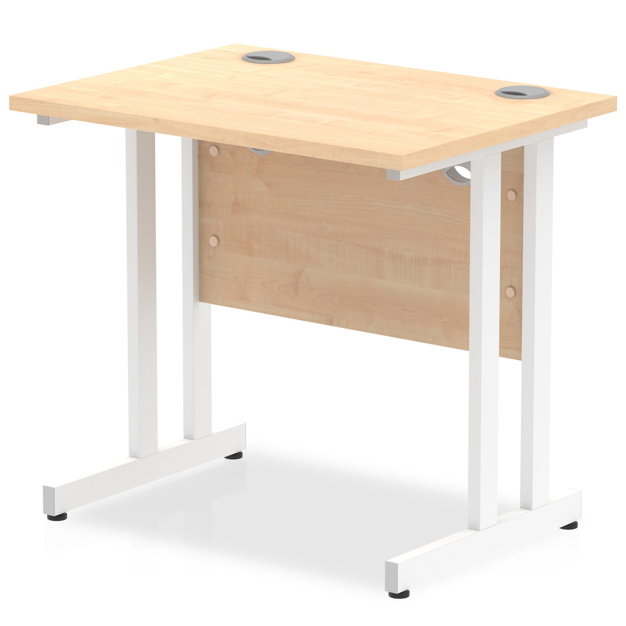 Impulse 800mm Slimline Cantilever Leg Desk - MFC Rectangular, Self-Assembly, 5-Year Guarantee, 800x600 Top, Silver/White/Black Frame