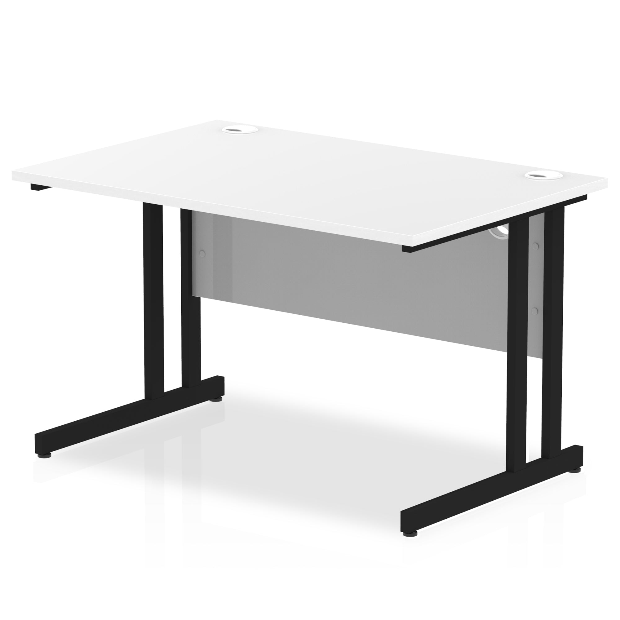 Impulse 1200mm Straight Desk Cantilever Leg - MFC Rectangular Table, Self-Assembly, 5-Year Guarantee, Silver/White/Black Frame, 1200x800 Top