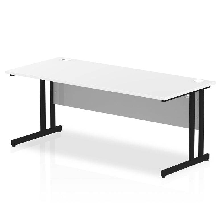 Impulse 1800mm Straight Desk Cantilever Leg - Rectangular MFC Table, 1800x800 Top, Silver/White/Black Frame, 5-Year Guarantee, Self-Assembly