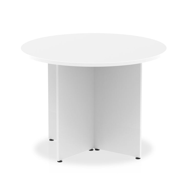 Impulse Round Table Arrowhead Leg - 1000x1000 or 1200x1200 MFC Circular Desk, Self-Assembly, 5-Year Guarantee, 25mm Thickness, 39-47.1kg Weight