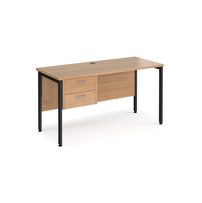 Maestro 25 H-Frame leg straight desk 600mm with 2 drawer pedestal - Office Products Online