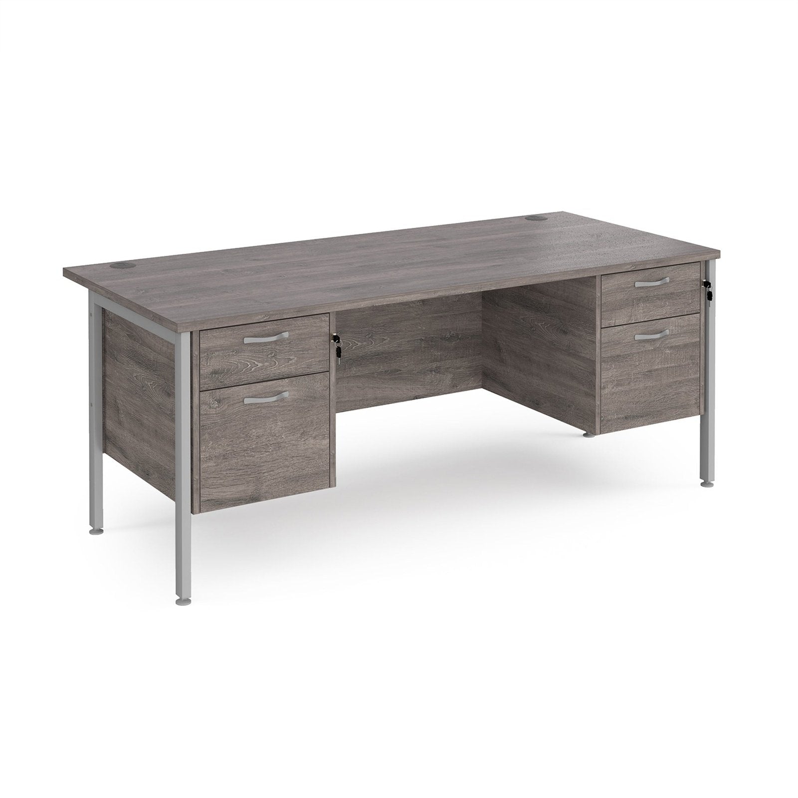 Maestro 25 H-Frame leg straight desk 800 deep with two x 2 drawer pedestals - Office Products Online