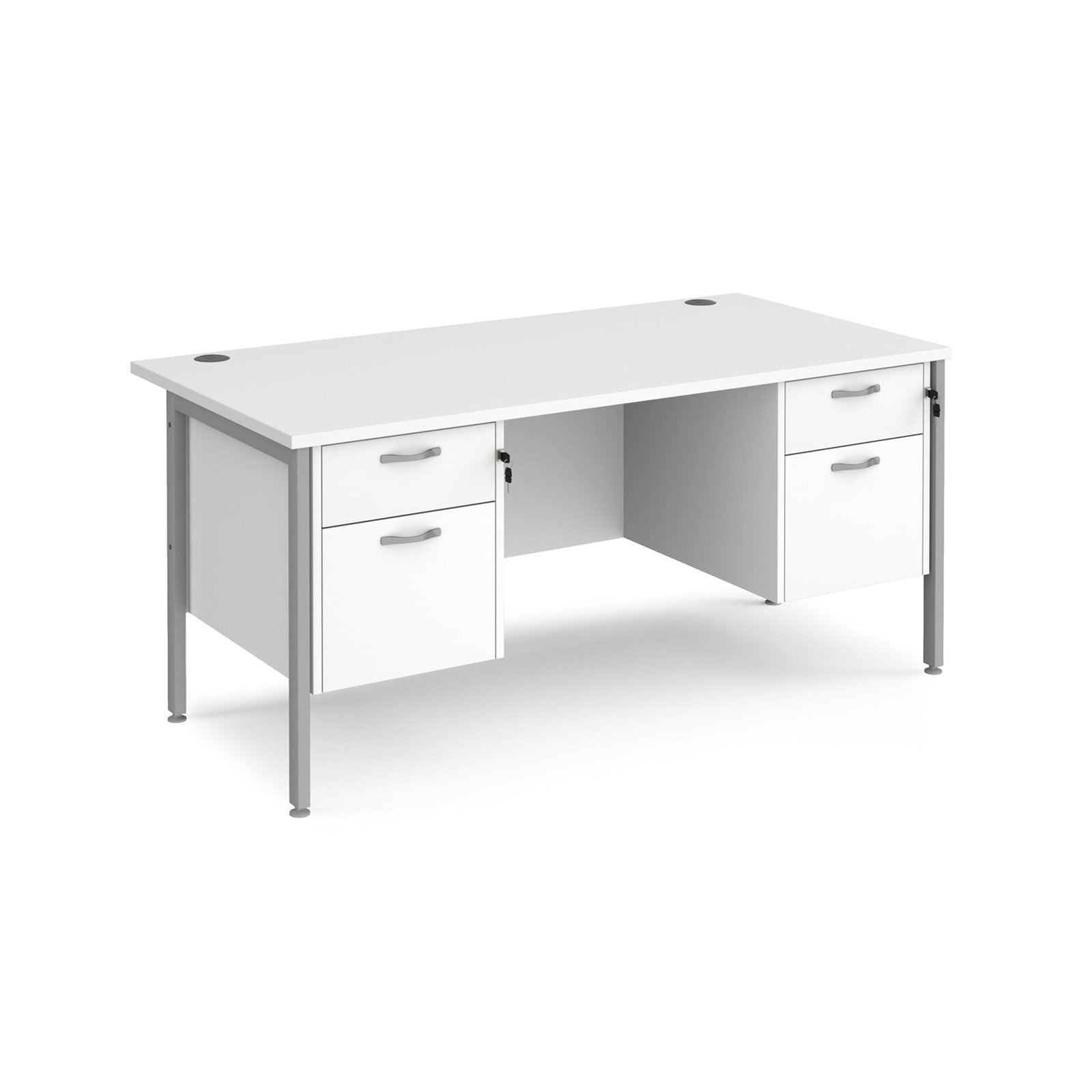 Maestro 25 H-Frame leg straight desk 800 deep with two x 2 drawer pedestals - Office Products Online