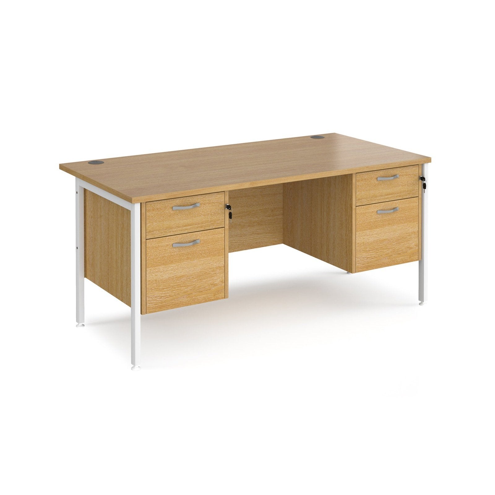 Maestro 25 H-Frame leg straight desk 800 deep with two x 2 drawer pedestals - Office Products Online