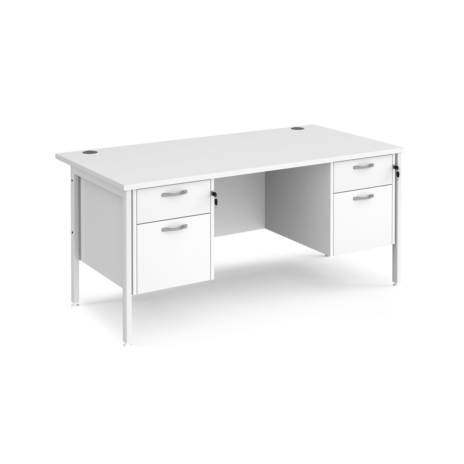 Maestro 25 H-Frame leg straight desk 800 deep with two x 2 drawer pedestals - Office Products Online