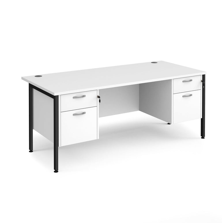 Maestro 25 H-Frame leg straight desk 800 deep with two x 2 drawer pedestals - Office Products Online