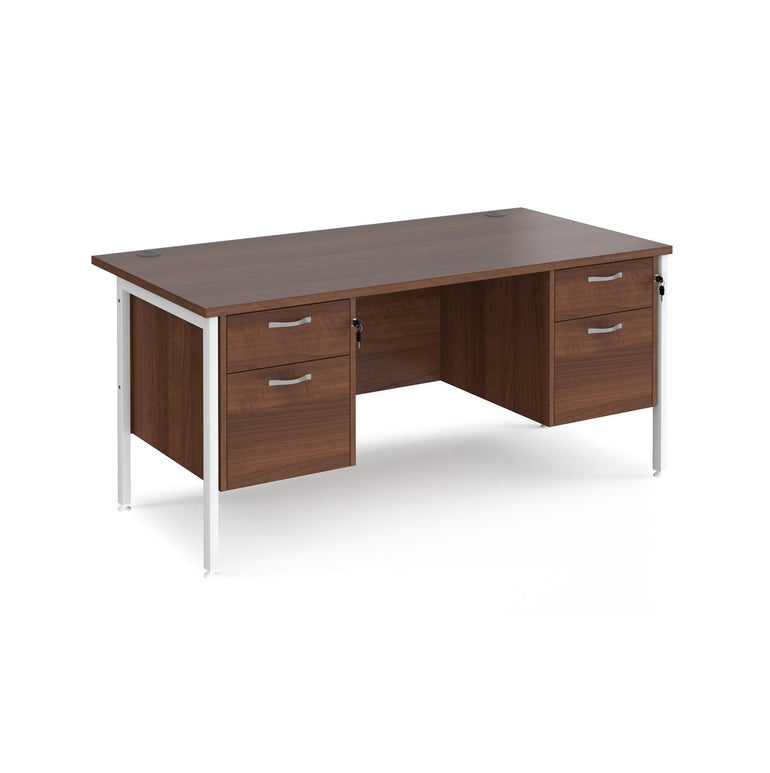 Maestro 25 H-Frame leg straight desk 800 deep with two x 2 drawer pedestals - Office Products Online
