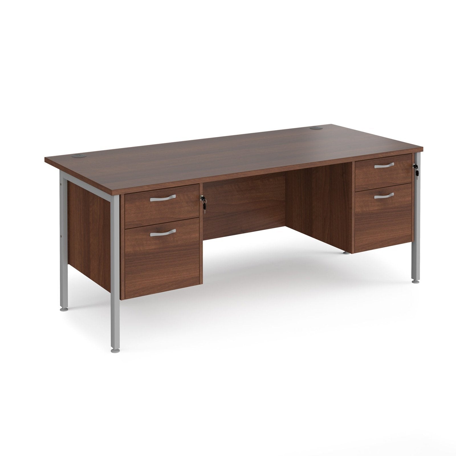 Maestro 25 H-Frame leg straight desk 800 deep with two x 2 drawer pedestals - Office Products Online
