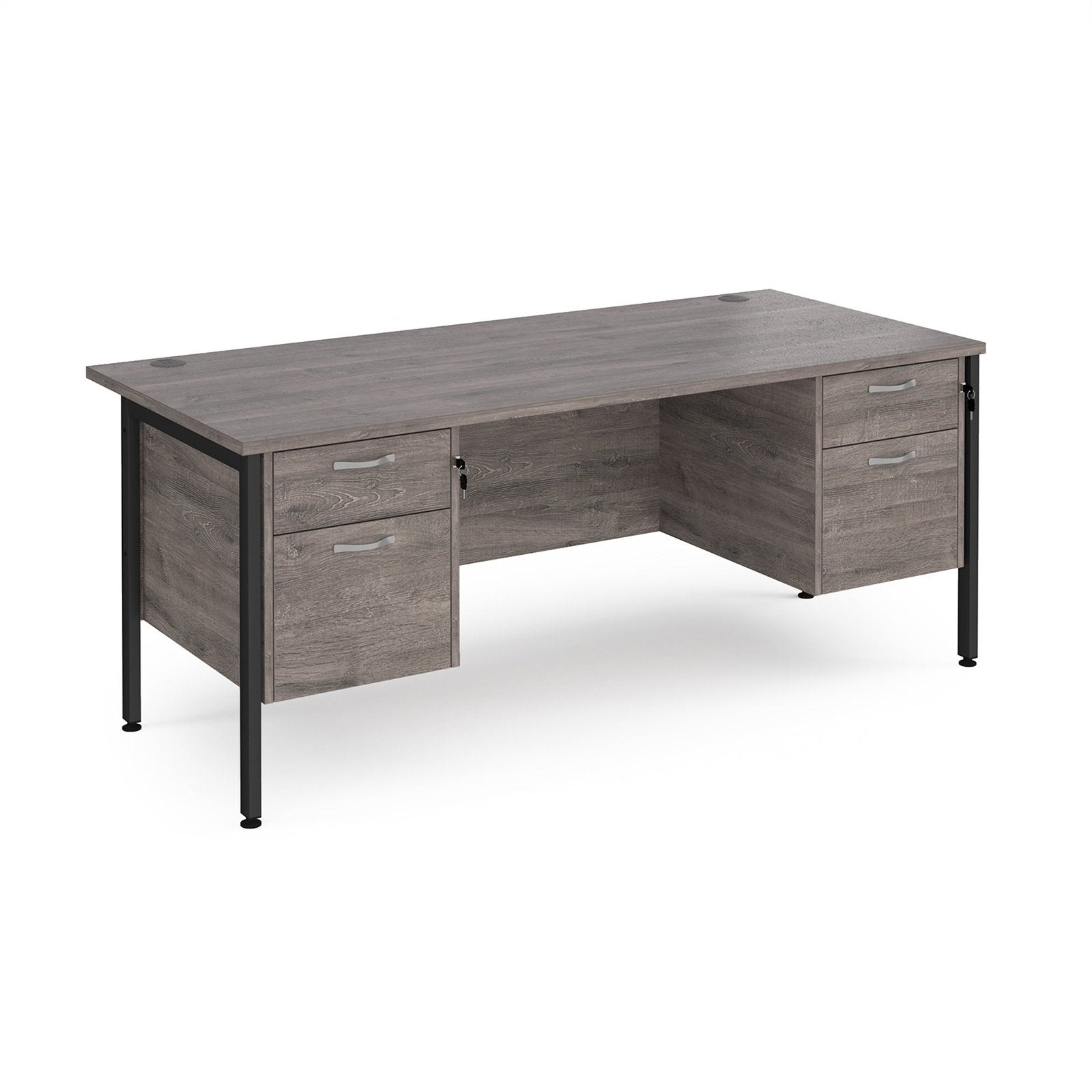 Maestro 25 H-Frame leg straight desk 800 deep with two x 2 drawer pedestals - Office Products Online