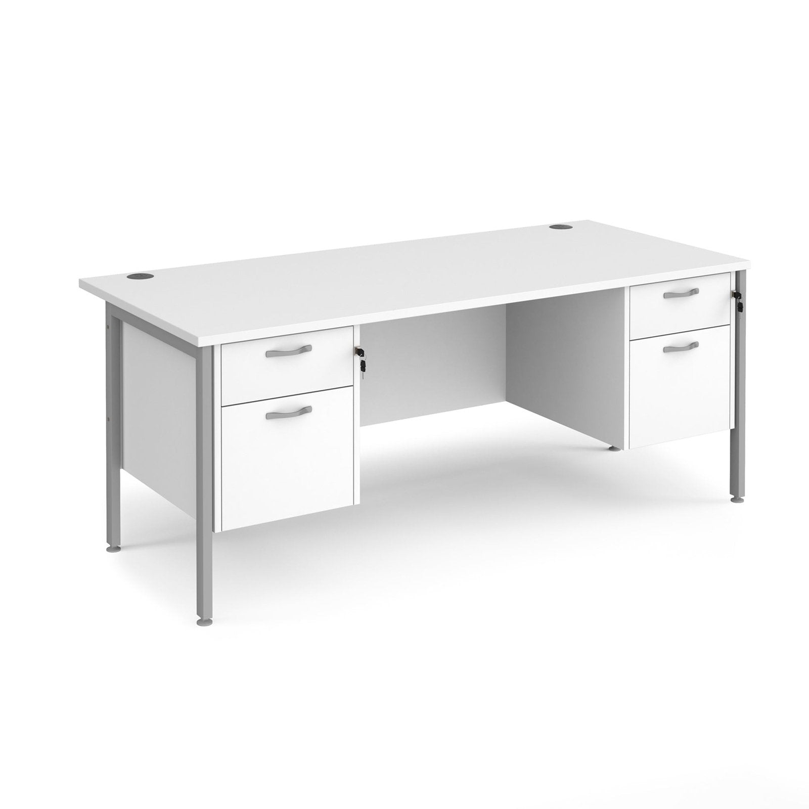 Maestro 25 H-Frame leg straight desk 800 deep with two x 2 drawer pedestals - Office Products Online