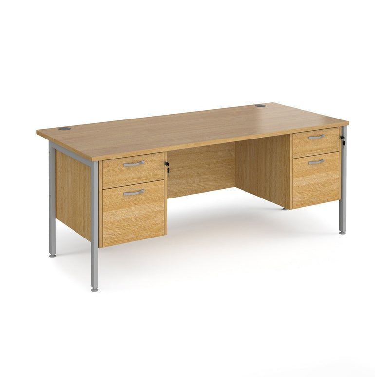 Maestro 25 H-Frame leg straight desk 800 deep with two x 2 drawer pedestals - Office Products Online
