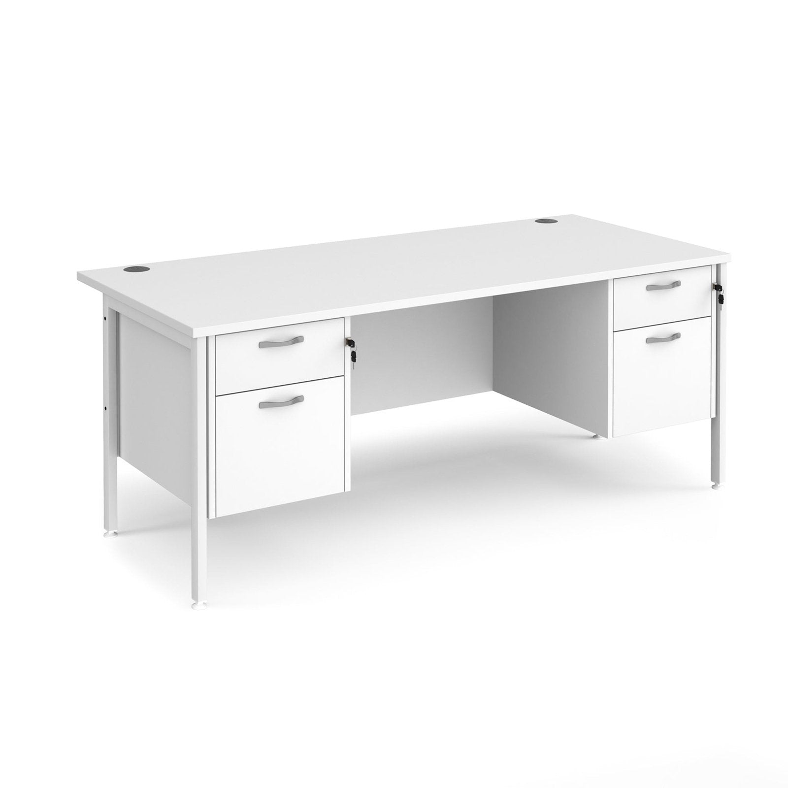 Maestro 25 H-Frame leg straight desk 800 deep with two x 2 drawer pedestals - Office Products Online