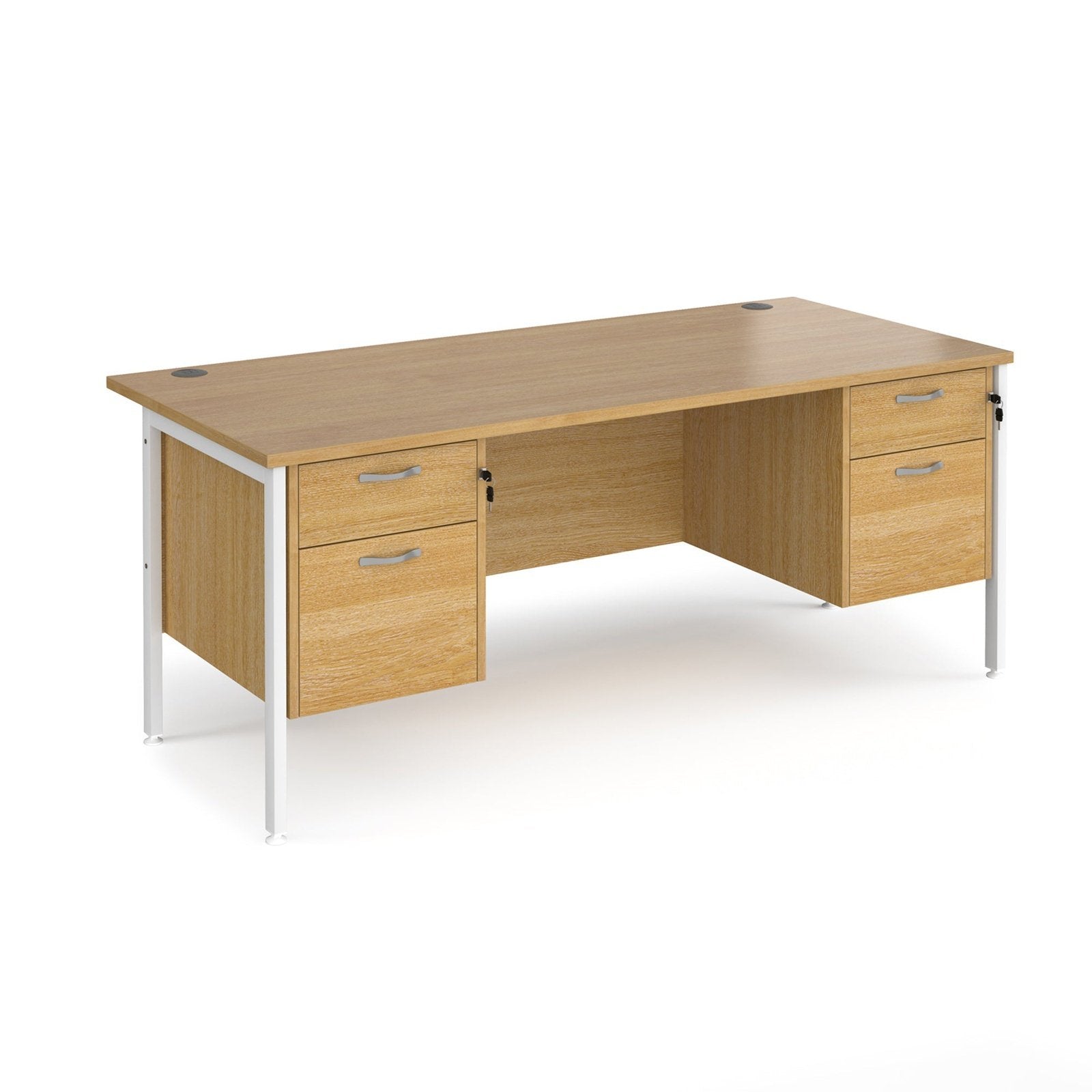 Maestro 25 H-Frame leg straight desk 800 deep with two x 2 drawer pedestals - Office Products Online