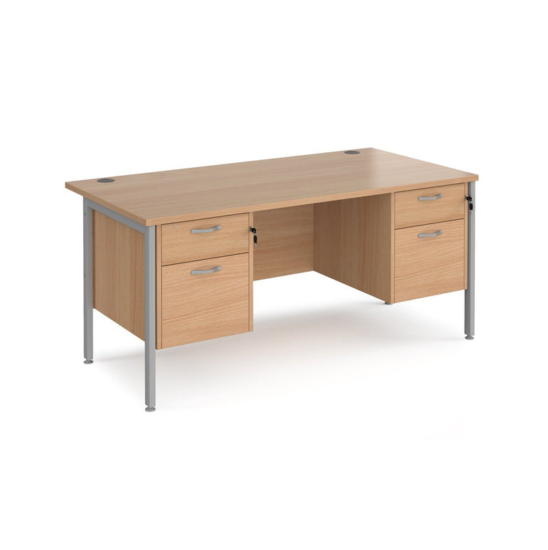 Maestro 25 H-Frame leg straight desk 800 deep with two x 2 drawer pedestals - Office Products Online